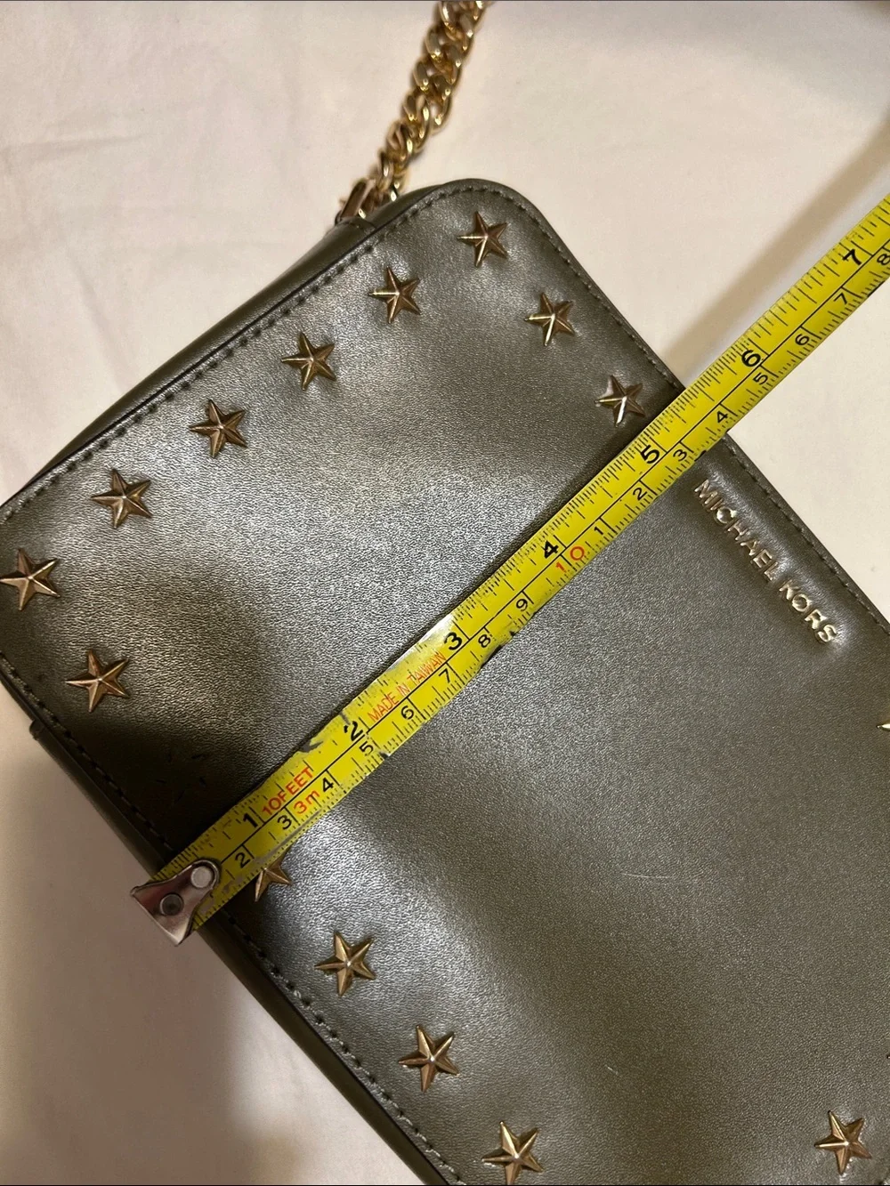 Michael Kors Black Star-Accent Crossbody Bag with Gold Chain